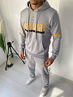 Мужской стильный спортивный костюм Everlast на тонком флисе (светло-серый) с кофтой