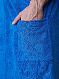 Банний набір Синій рушник-спідниця чоловіче на гудзику + середнє рушник, кілт для лазні на подарунок чоловікові, фото 4