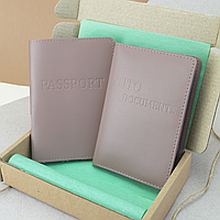 Подарунковий набір №22: обкладинка на паспорт + обкладинка на права (нюдовый)