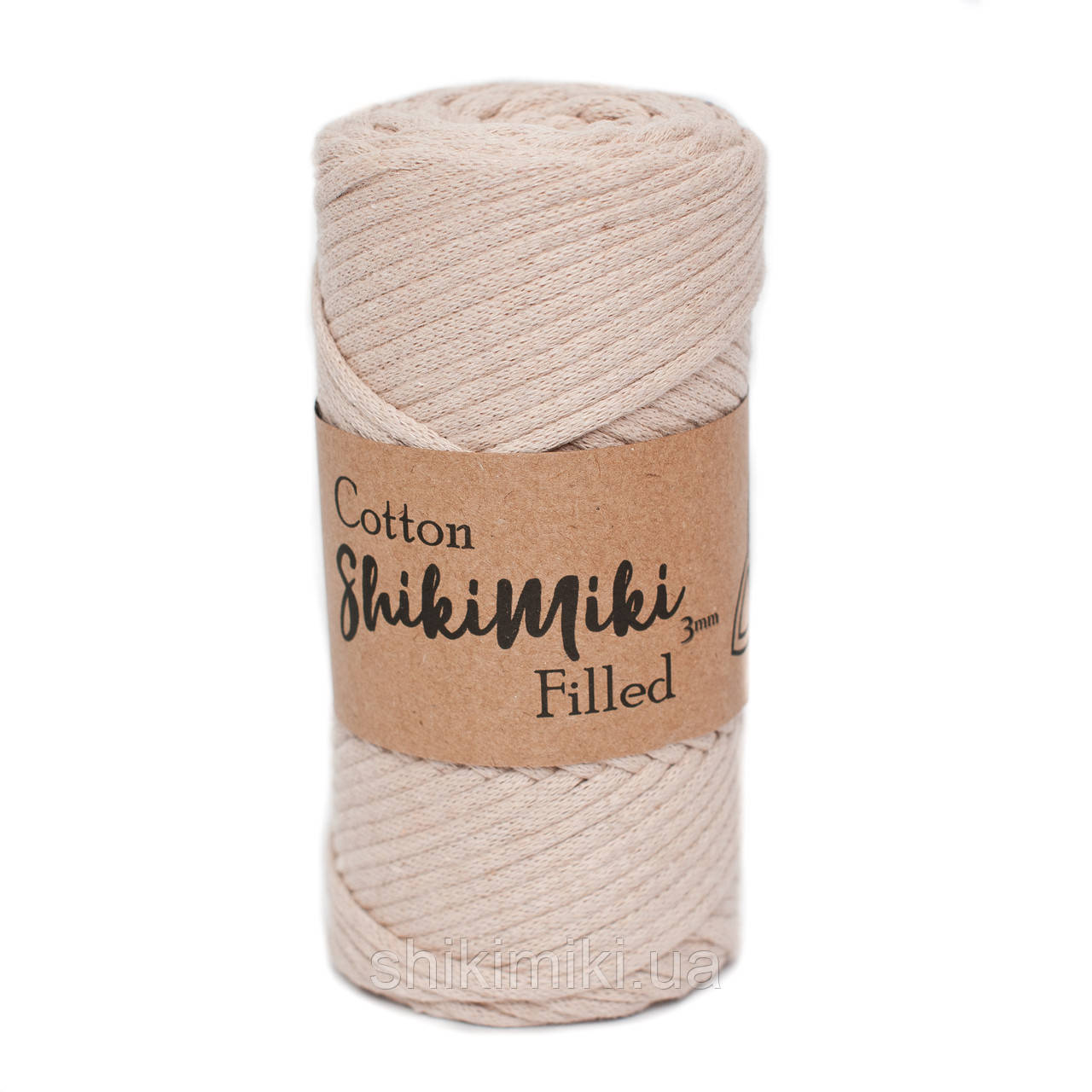 Трикотажний бавовняний шнур Cotton Filled 3 мм, колір Латте, фото 1