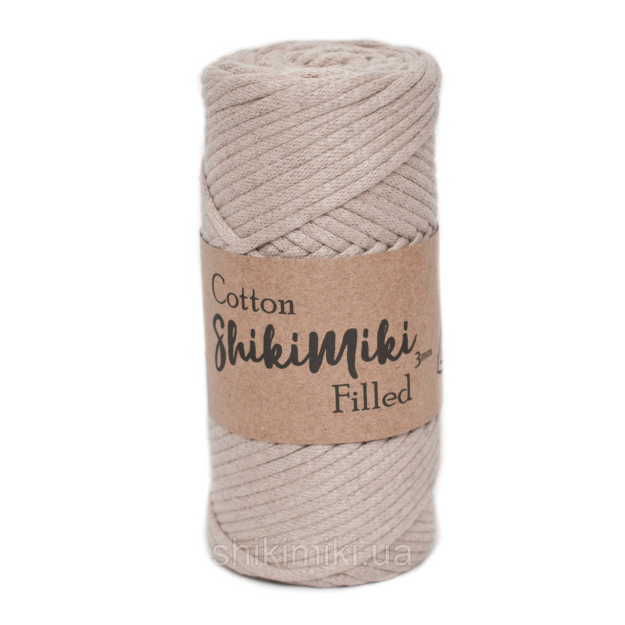 Трикотажний бавовняний шнур Cotton Filled 3 мм, колір Бежевий