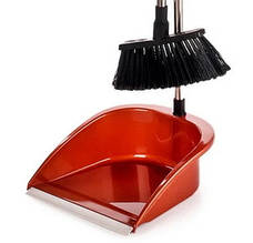 Совок квадрат зі щіткою і хромовані ручкою "Ледар" 80см