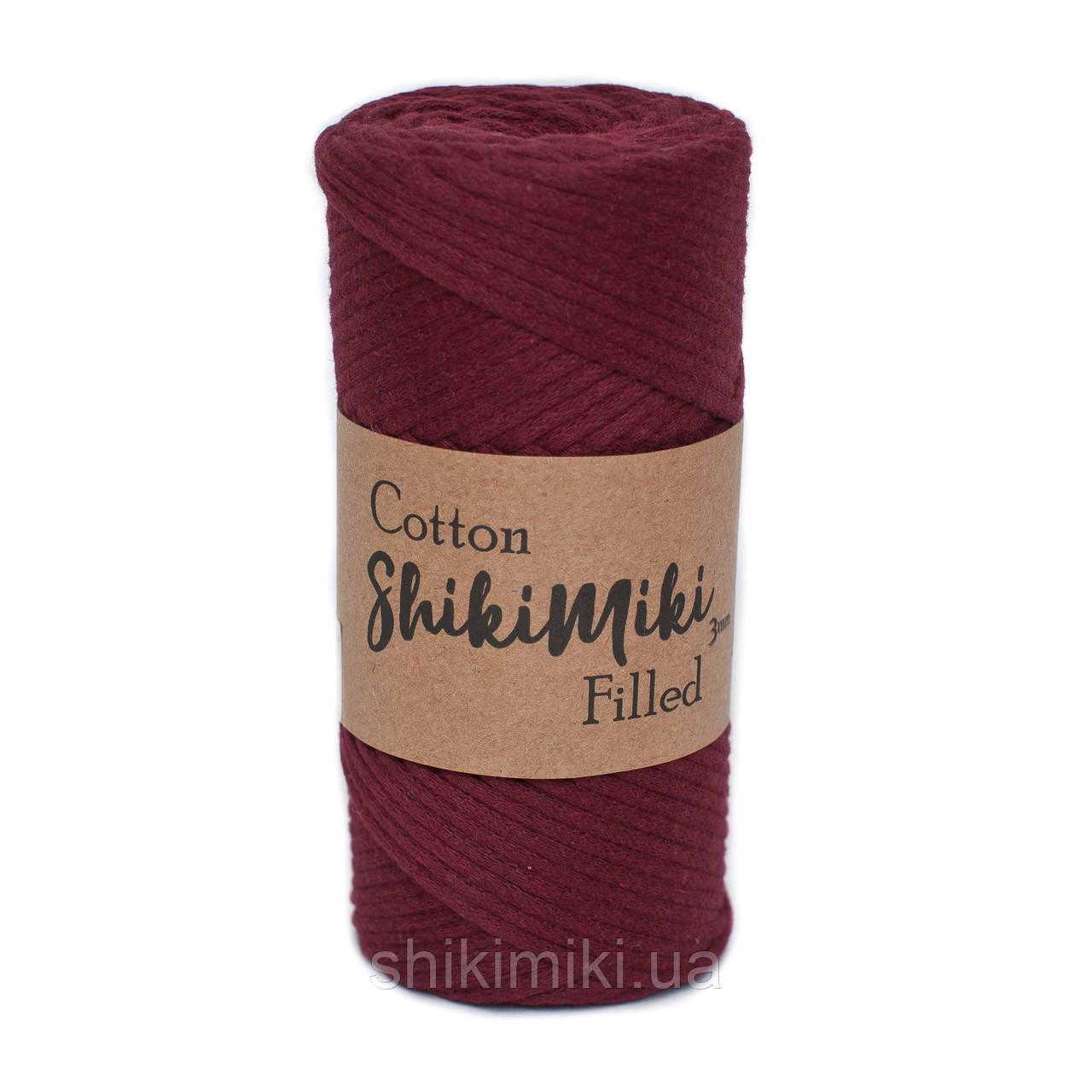 Трикотажний бавовняний шнур Cotton Filled 3 мм, колір Бургунді
