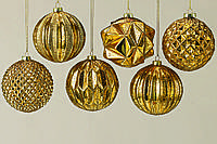 Набор новогодних шаров из 6-ти шт. золотое стекло d10см 1007030