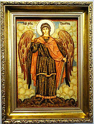 Ікона з бурштину Ангел Охоронець і-121   15*20
