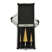 Набір ступінчастих свердел у кейсе 3 шт Co M35 з прямою канавкою й титановим покриттям (4-12 мм 4-20 мм 4-32 мм)