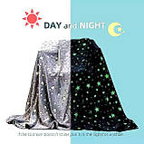 Плед дитячий звіриться у темряві, покривало дитяче день-ніч, ковдру нічник, розмір 150х200. Сірий з сніжинка, фото 8