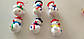 Іграшка новорічна сніговик 4,5 см 1 шт білий у капелюшку для декору на подарунок, фото 2