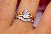 Кольцо Xuping Jewelry с родием корона с овальным фианитом р 20 золотистое