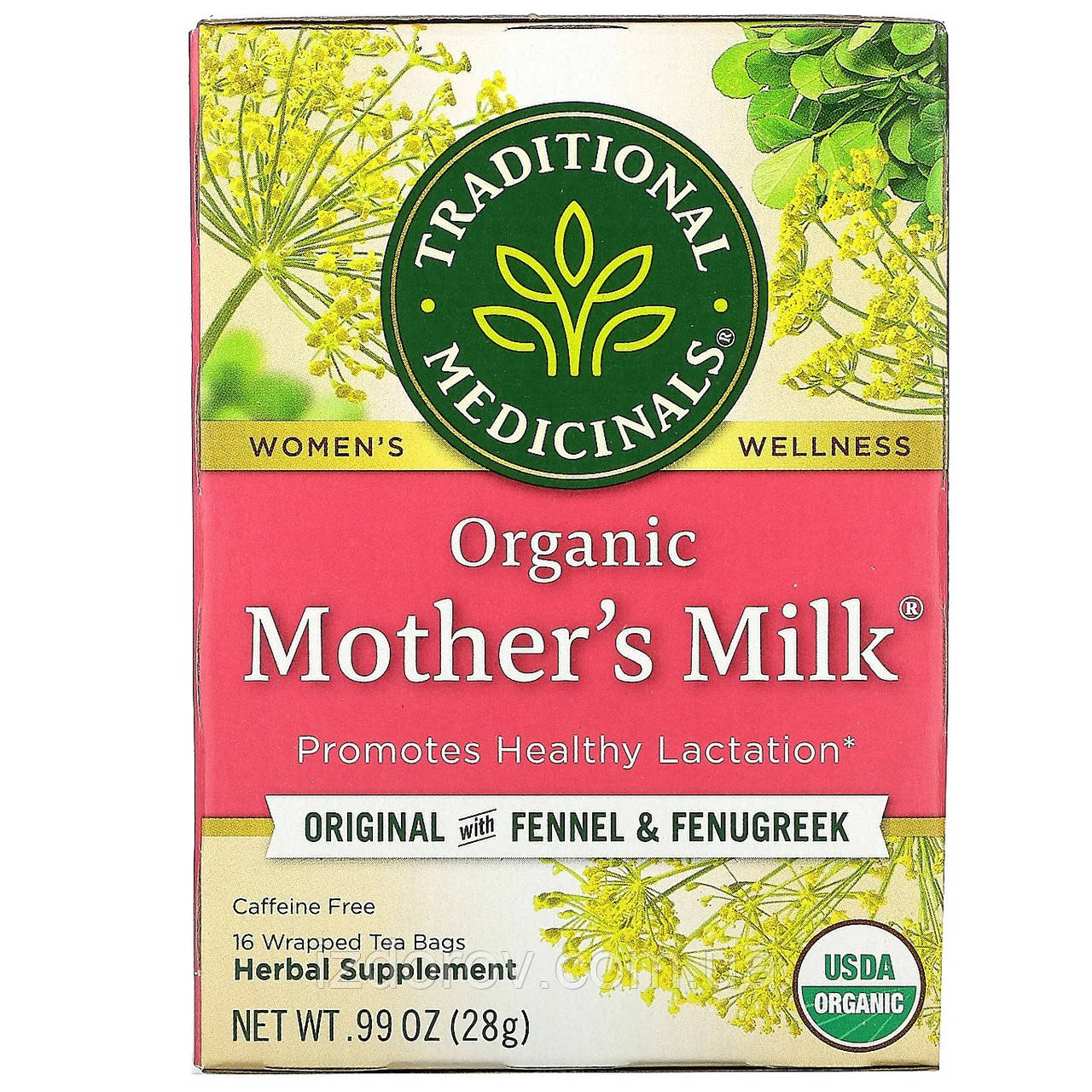 Органічний чай з фенхелем і пажитником Traditional Medicinals Mother's Milk для лактації 16 чайних пакетиків