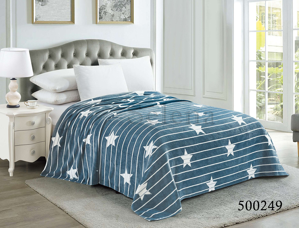 Плед покривало 150х210 велсофт Зірки смуги на ліжко, диван