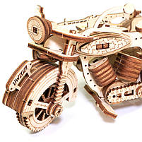 Дерев'яний конструктор Мотоцикл з коляскою UnityWood «Moto R Sahara» 3D пазл 129 деталей 17*13*8 см (UW-005), фото 10