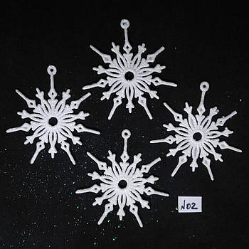 Новорічні сніжинки з блискітками на ялинку діаметр 9 см 10 штук