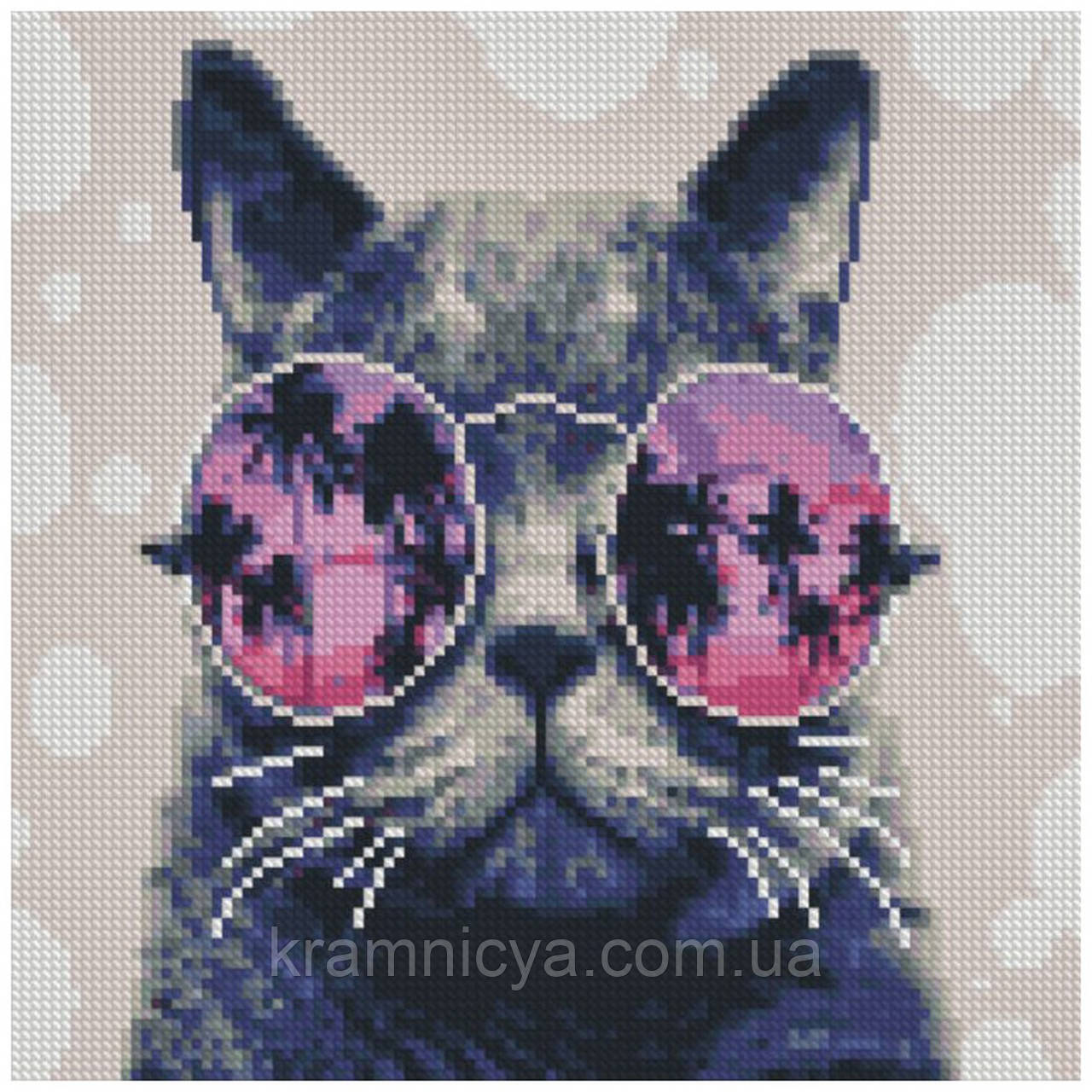 Алмазная картина по номерам (мозаика) Кот в очках, Strateg 30х30 (CA-0017) - фото 1 - id-p1502833584