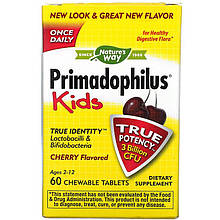 Пробіотик для дітей nature's Way Primadophilus, Діти 2-12, 3 Billion CFU (Cherry) tabs 60