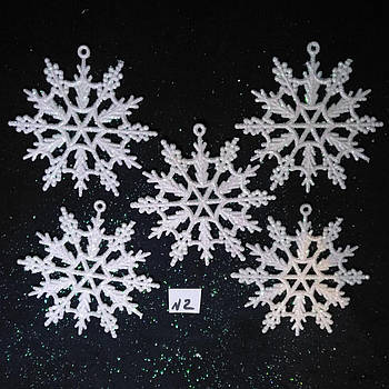 Новорічні сніжинки з блискітками на ялинку діаметр 10 см 10 шт.