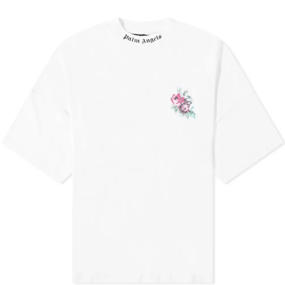 Футболка Palm Angels Oversize Rose Tee (White) (PMAA002T21JER00201103) размер S