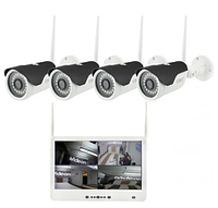 Беспроводной комплект видеонаблюдения на 4 камеры с регистратор Dvr Kit Lcd 13 1304 WiFi 4ch