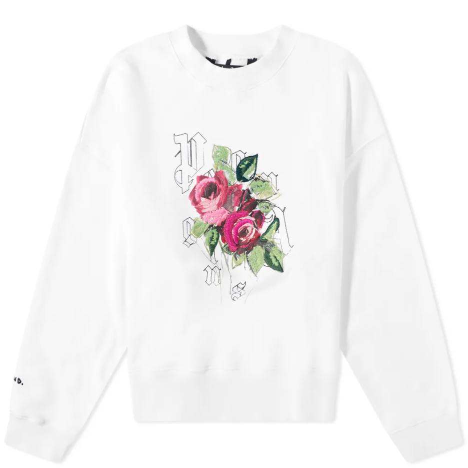 Світшот Palm Angels Big ROSE Crewneck Sweat (White) (PMBA026T21FLE0010104) розмір M