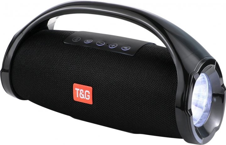 Портативна бездротова Bluetooth колонка з ліхтариком з MicroSD-картою пам'яті, FM-Radio T&G TG-136 Чорний
