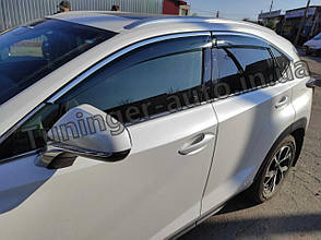 Дефлектори вікон з хром молдингом, вітровики Lexus NX 2015-2021