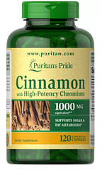 Puritan's pride Cinnamon Complex with High Potency Chromium, Екстракт кориці та хром (120 капс.)