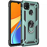 Чохол протиударний для Xiaomi Redmi 9C Serge Ring зелений під маг тримач, ударостійкий чохол редмі 9с, фото 3