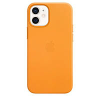 Кожаный чехол для iPhone 12 mini Apple Leather Case with MagSafe (California Poppy) Желтый