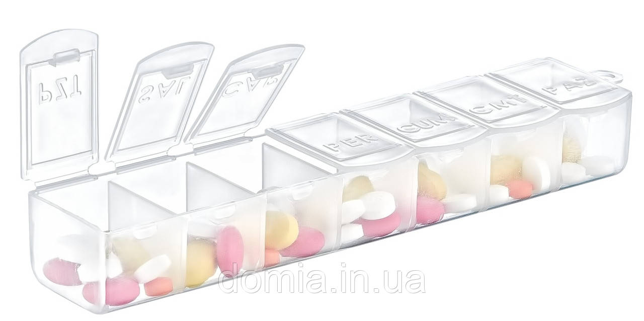 Органайзер для таблеток AKAY plastik, 7-секцій, 15х3,5х2,5см, Туреччина, AK 558