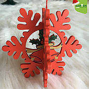 Новорічна підвіска Сніжинка червона 3D 10 см