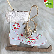 Новорічна підвіска Ковзанець білий 9 см