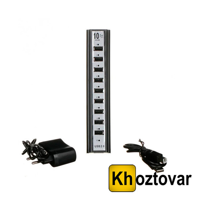 Розгалужувач Usb Hub 10 Ports | Usb хаб з харчуванням 220v, фото 1