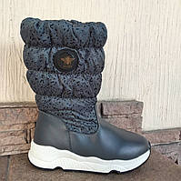 Сапоги Зима сірі високі на блискавки E8006-4