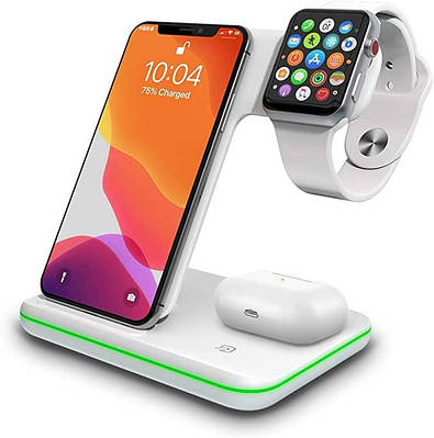 Бездротова зарядка стенд Smart Z5 Fast 15W (iPhone+Apple Watch+AirPods) Білий