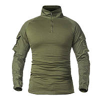 Тактическая рубашка Lesko A655 Green 3XL (40 р.) мужская милитари с длинным рукавом убакс