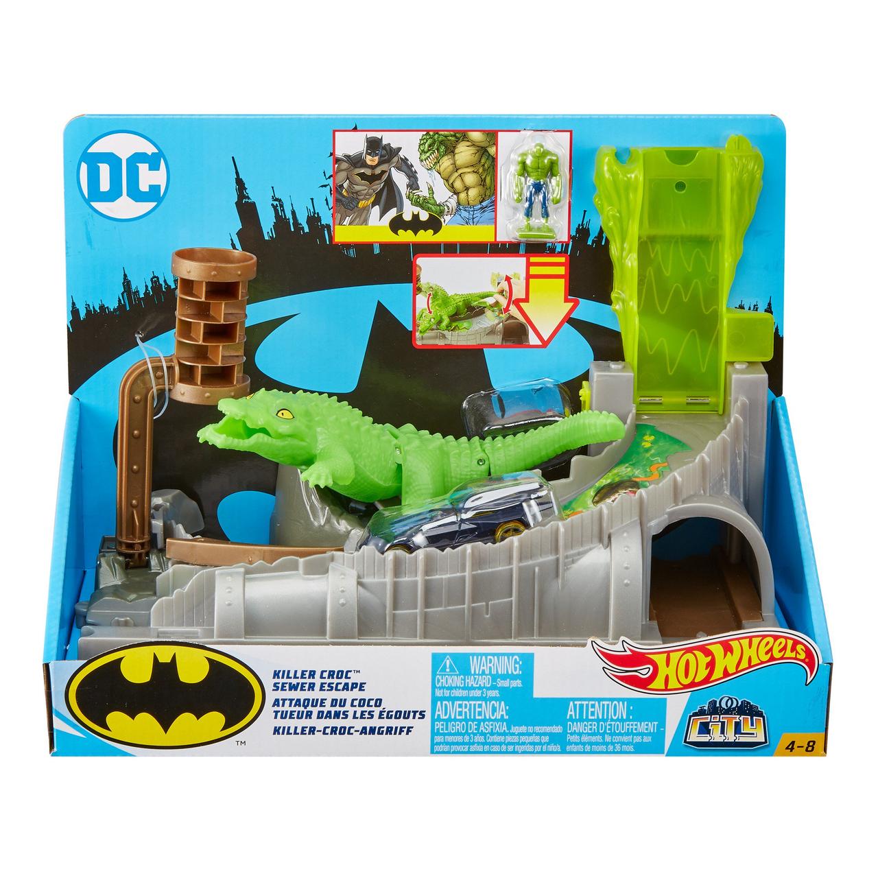 Ігровий набір Гот Вілс вбивця крокодил Hot Wheels DC Comics Killer Croc Sewer Escape GBW52