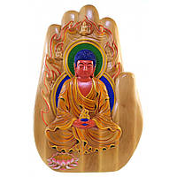 Панно резное ,деревянное "Будда Амитабха",ручная роспись (27,5*41*2,5см)