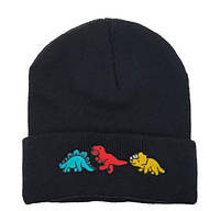 Шапка черная/ шапка бини/ мужская шапка/осенняя шапка /шапка Динозавры