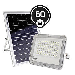"Vargo-60" 60W 6500K 3000 lm світлодіодний led прожектор на сонячній батареї, вуличний. (111875).