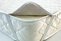 Наматрасник на синтепоне, ткань микрофибра с резинками по углам, стеганный, белый 80х200