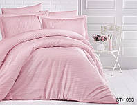 Комплект постельного белья из страйп-сатина Турция LUXURY ST-1030 нежно розовый