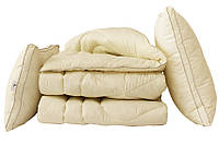 Комплект: Одеяло лебяжий пух Бежевое 1.5-спальное, 2 подушки 50х70 см