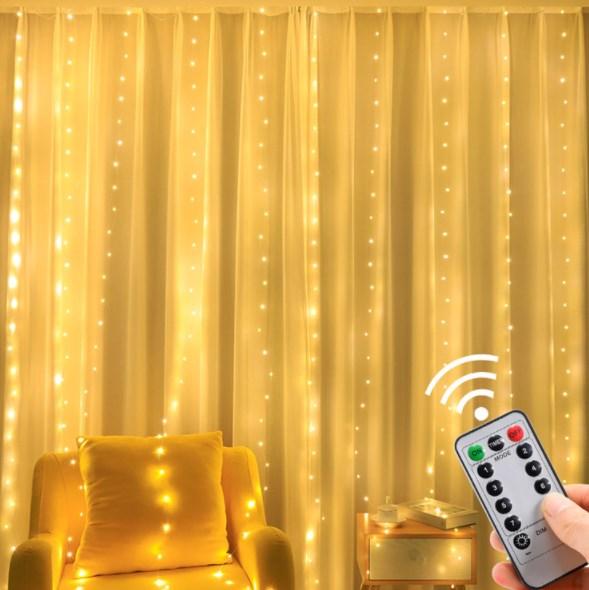 Світлодіодна гірлянда Водоспад краплі 300 LED теплий білий, 3 м *3 м, пульт, 8 режимів, USB