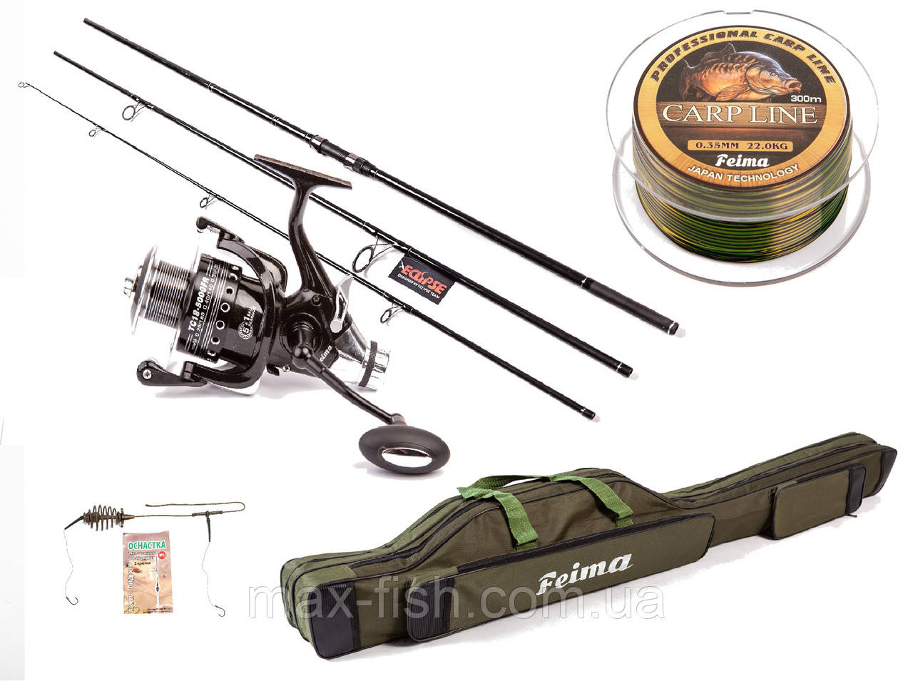 Карповий набір КАРПОВИЙ НАБІР ECLIPSE Dynamic Carp FEIMA 6000+ ЧОХОЛ + Подарунок 3.9