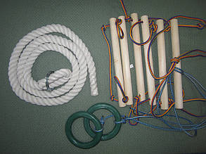 Навісний набір дитячий на шведську стінку (кільця, канат, сходи), фото 2