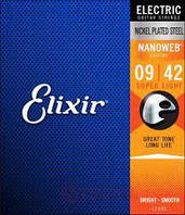 Струни Для Електрогітари Elixir 12002 Nanoweb Nickel Plated Steel Super Light 9/42