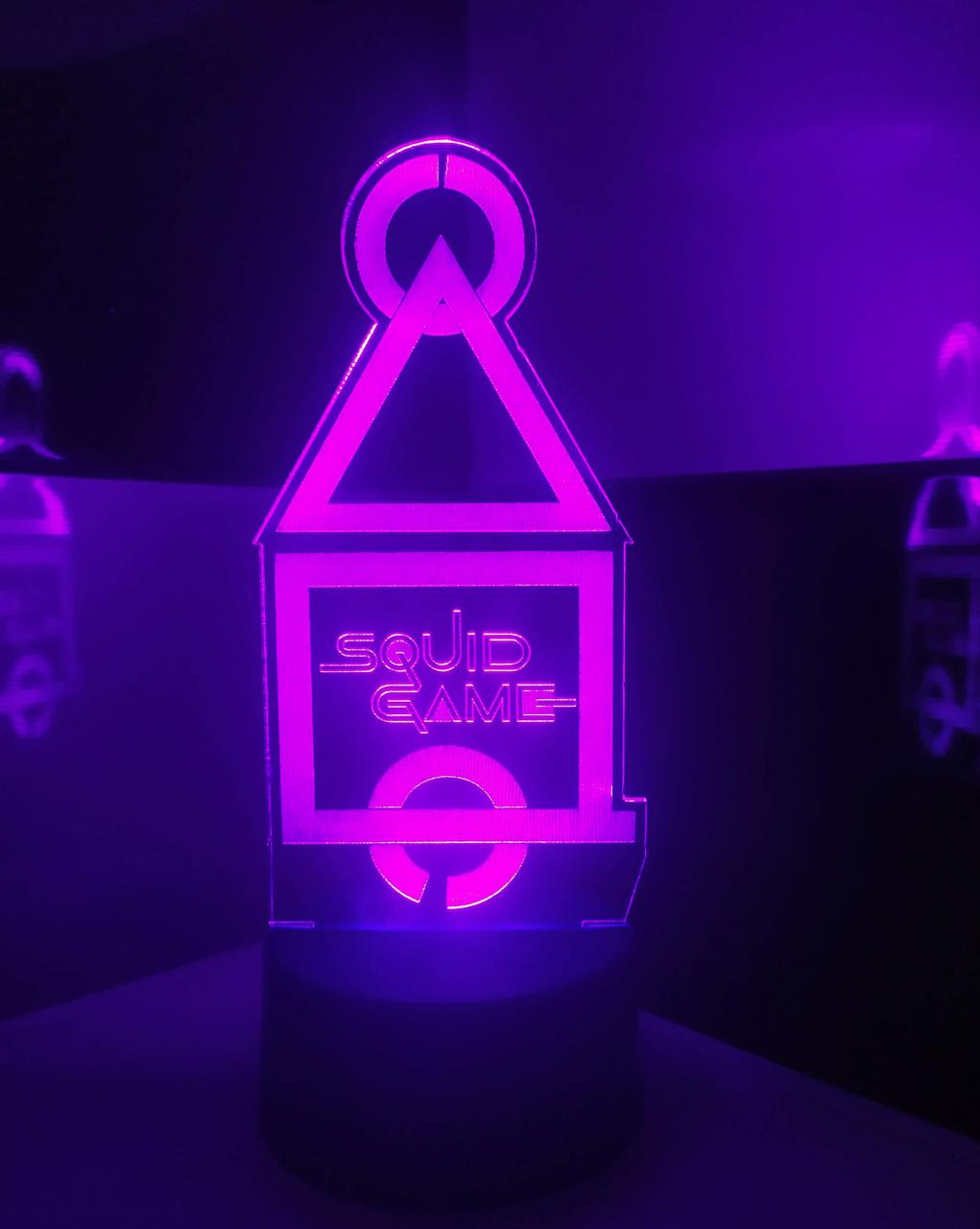 3d-світильник Гра в кальмара логотип, 3д-нічник, кілька підсвічувань (батарейка+220В), фото 1