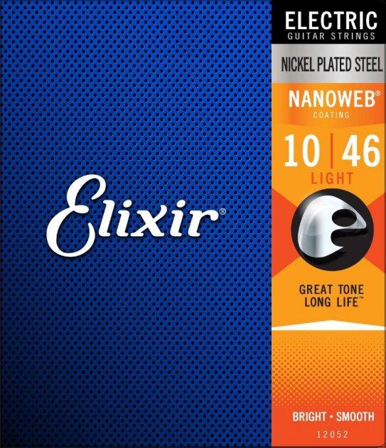 Струни Для Електрогітари Elixir 12052 Nanoweb Nickel Plated Steel Light 10/46