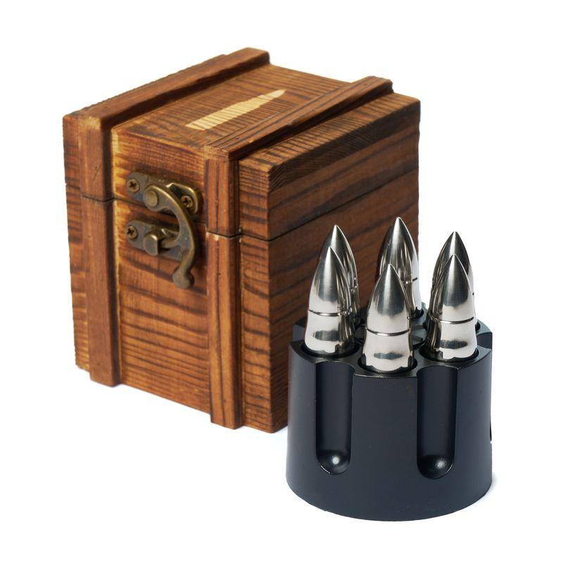 Набір подарунковий 6 куль для охолодження віскі 980046 в дерев'яній коробці Decanto