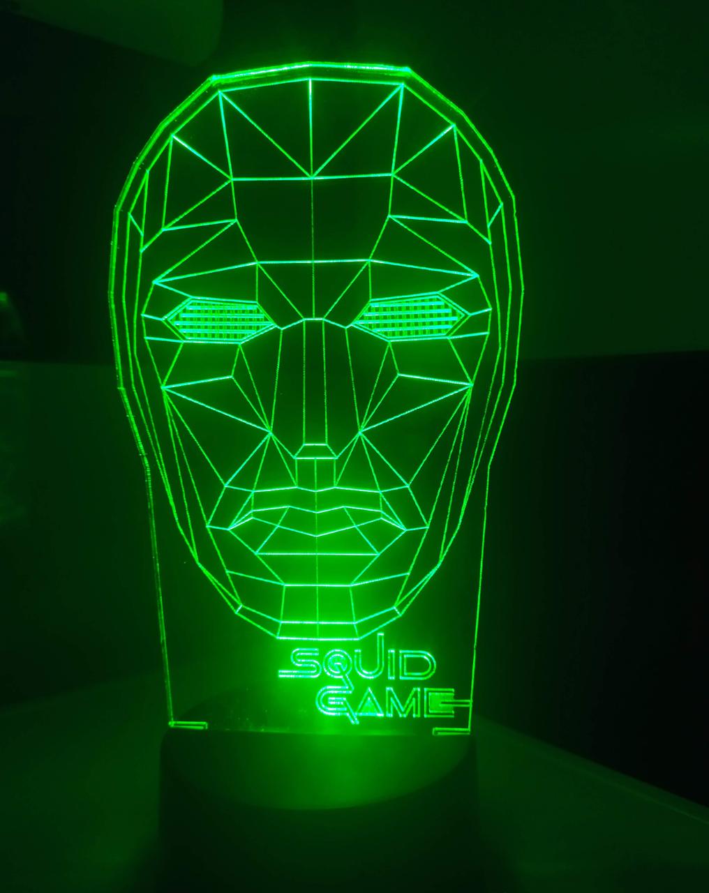 3d-світильник Гра в кальмара Фронтмен, 3д-нічник, кілька підсвічувань (батарейка+220В), фото 1